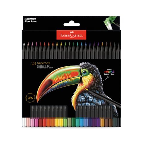 lápis de cor faber-castell supersoft 24 cores