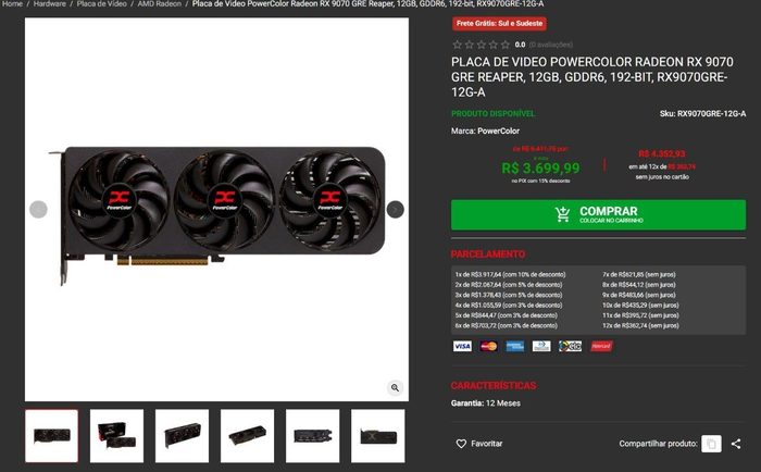 Placa de Vídeo RX 9070 GRE