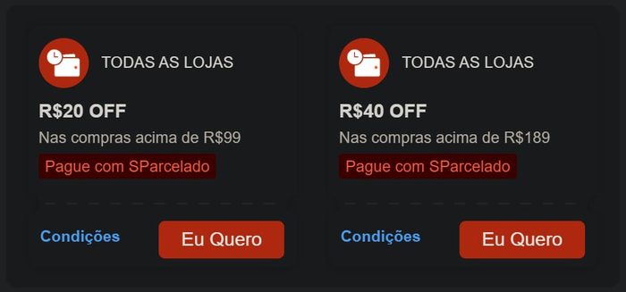 Novos Cupons SParcelado !