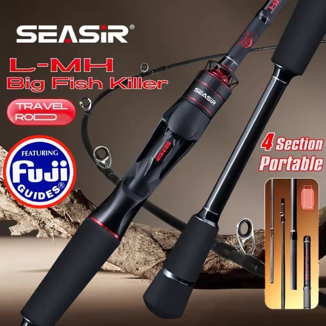 Vara de pesca Seasir Salminus Xf M/Mh para spinning e casting, com passadores Fuji O, 1,83 m de comprimento, arrasto de 7 a 9 kg, 4 partes
