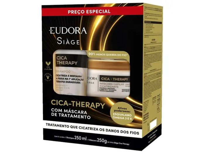 tratamento capilar eudora siage cica-therapy shampoo e mascara