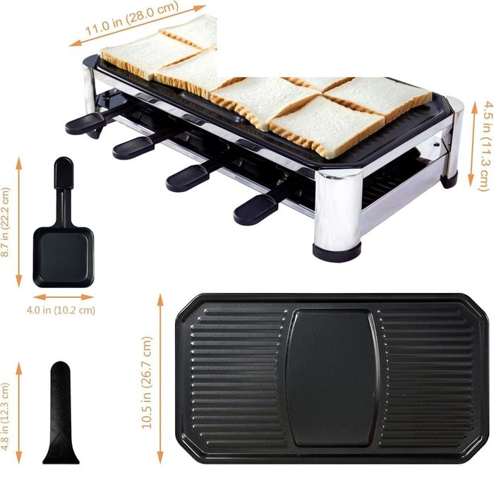 TAMARIT Churrasqueira Raclette para 8 pessoas, grelha elétrica de mesa para reuniões de família