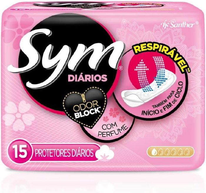 absorvente sym protetor diario com perfume branco