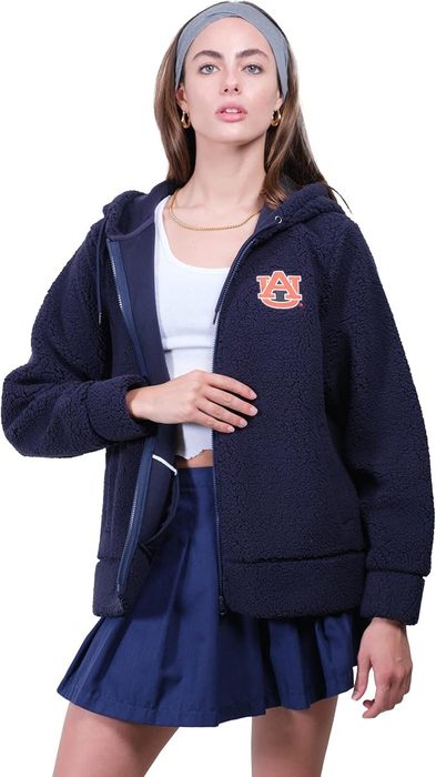 Ultra Game Moletom feminino de jérsei sherpa com zíper completo com logotipo do time