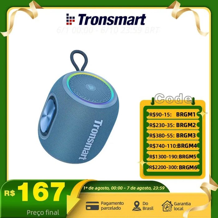 caixa de som tronsmart t8 mini 16w