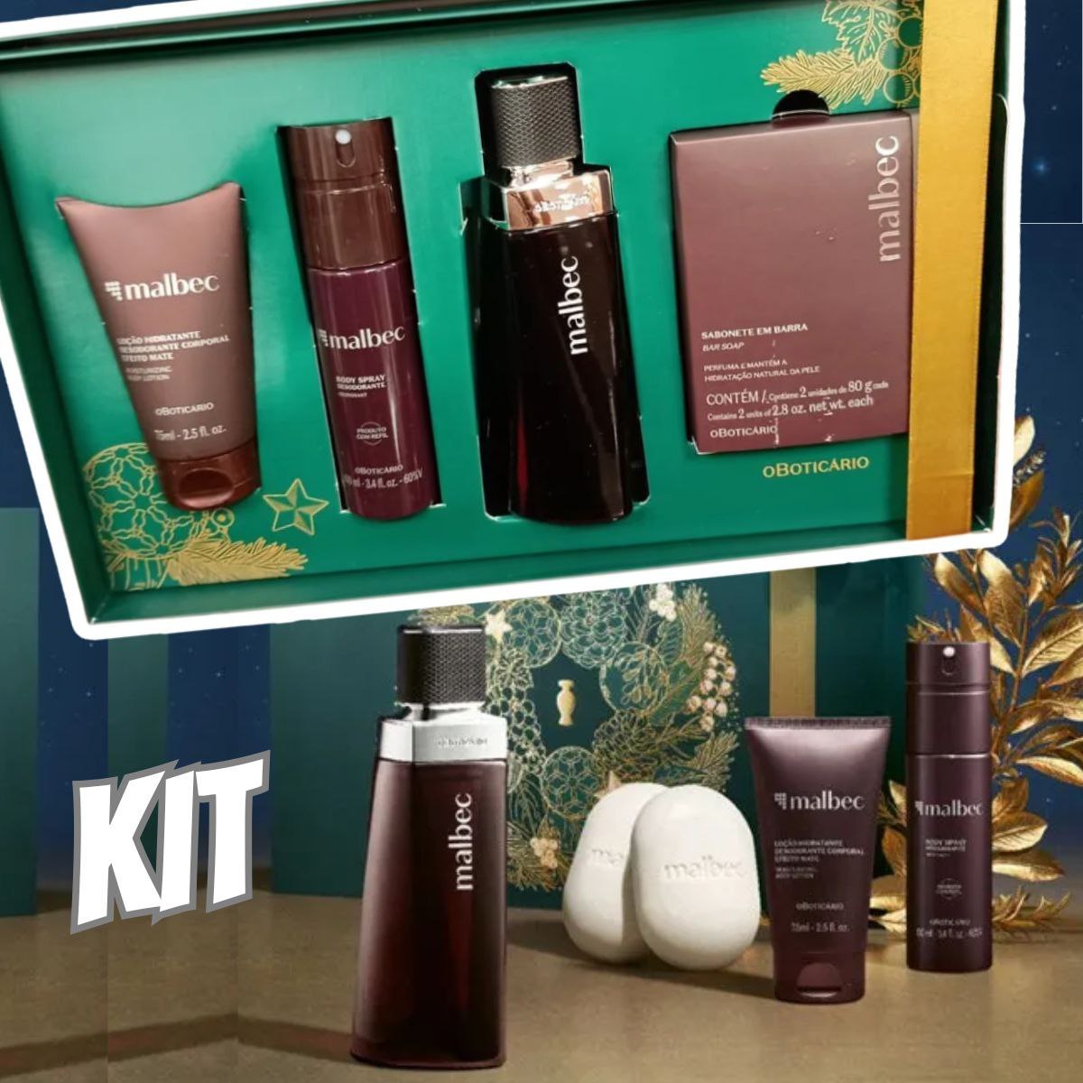 perfumes o boticário kit presente natal malbec lançamento