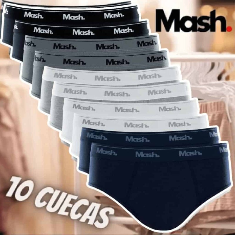 roupas mash cueca slip basica masculina algodao kit 10