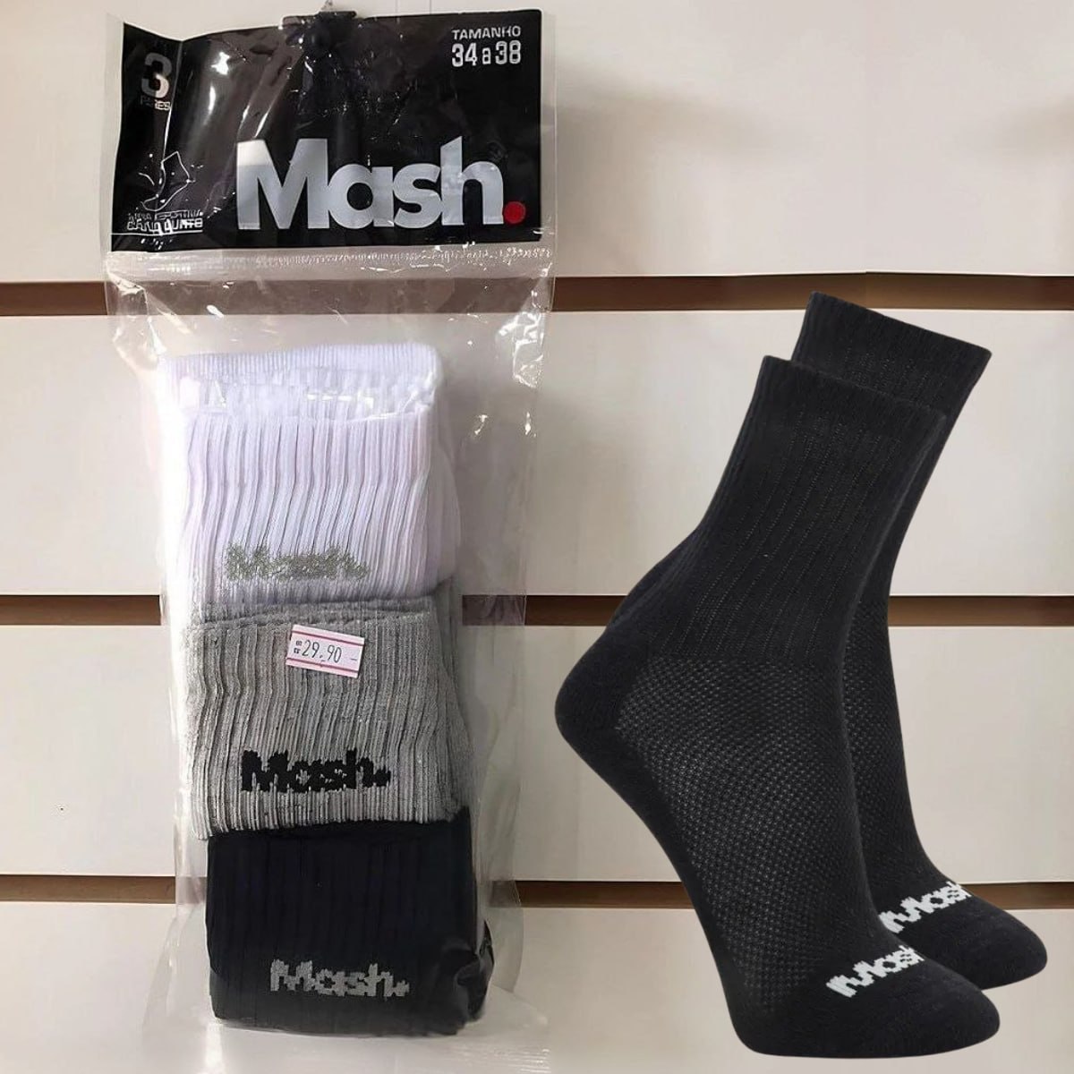 roupas mash meias cano medio longo masculina esportiva
