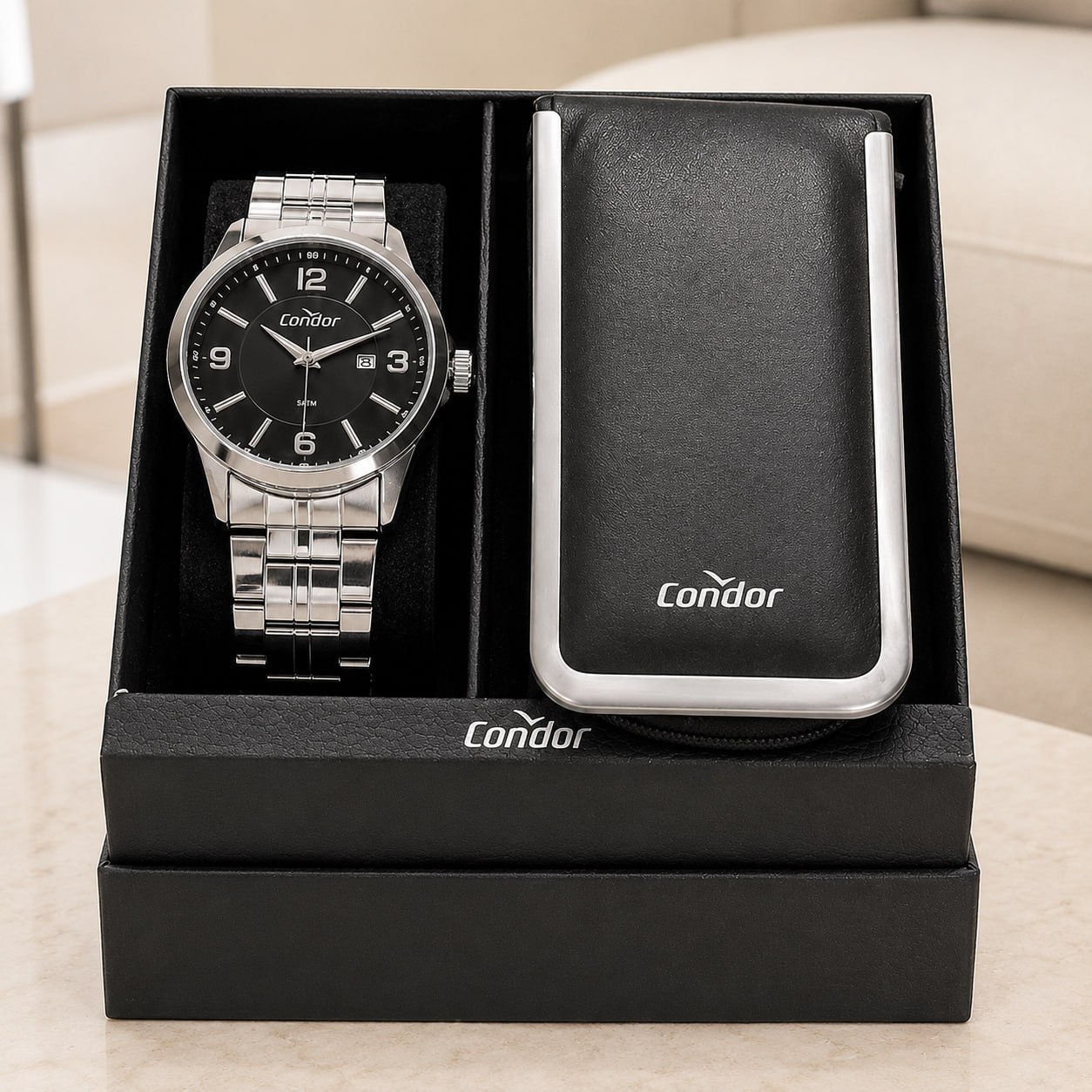 relógios condor co2115mwv/k4p prata/preto