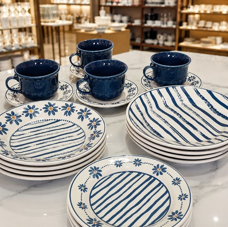 utensílios domésticos biona cerâmica donna margaridas 20 peças