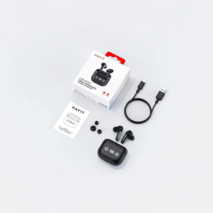 Fones De Ouvido Sem Fio Enc Havit Tw984 Nc01t Bluetooth 5.4 Preto