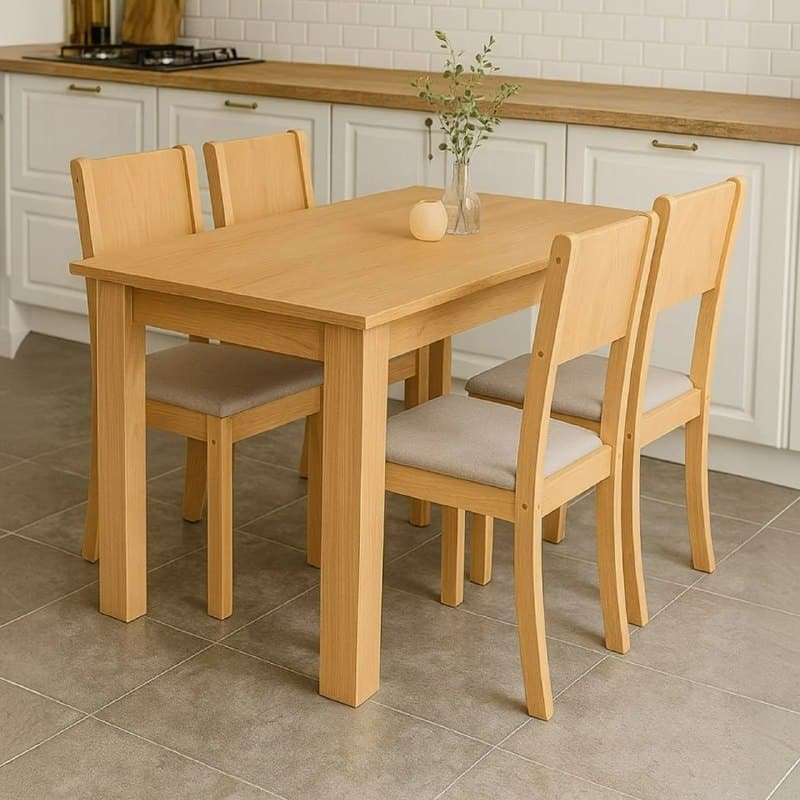 móveis lopas easy line conjunto sala de jantar 4 cadeiras amêndoa