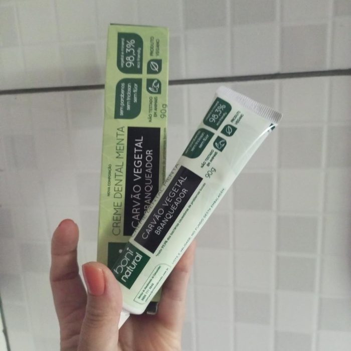 higiene bucal boni natural creme dental carvão ativado branqueador 90g 3 unidades
