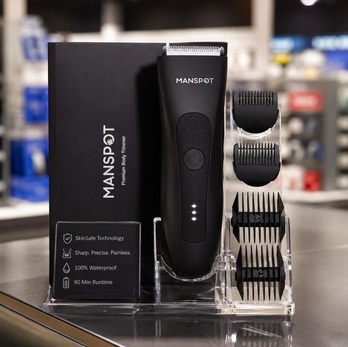 Aparador de Pelos Masculino Elétrico MANSPOT, Lâmina Cerâmica, Motor 7000 RPM, À Prova d'Água, para Corpo e Áreas Íntimas
