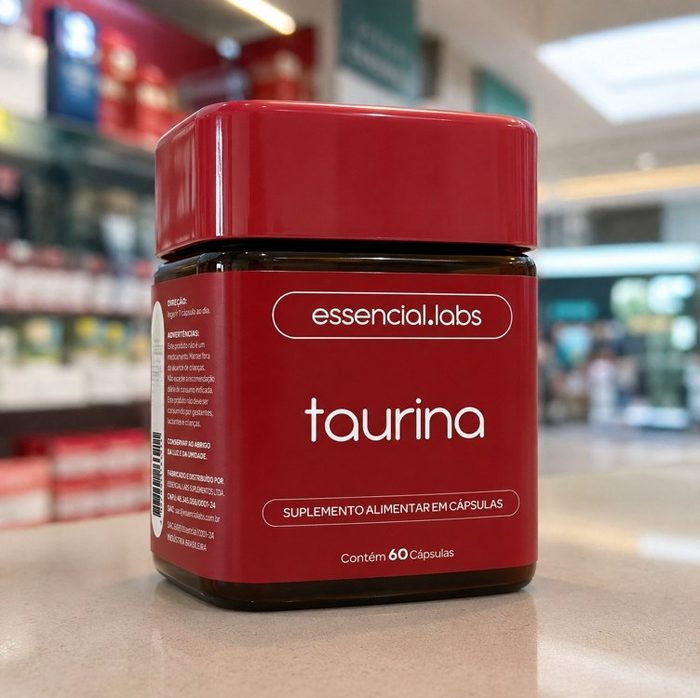 TAURINA com 1000mg por Dose - Fórmula Exclusiva com Máxima Concentração e Absorção - 60 Cápsulas