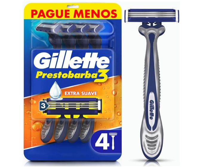 Aparelho de Barbear Descartável Gillette Prestobarba3 - 4 un.