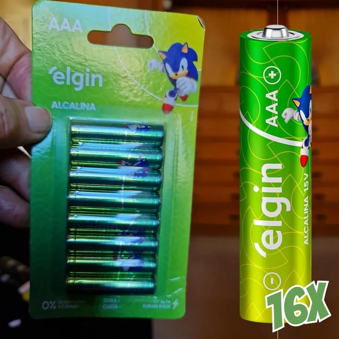 ✅ Pilha Alcalina AAA com 16 unidades Elgin Palito
