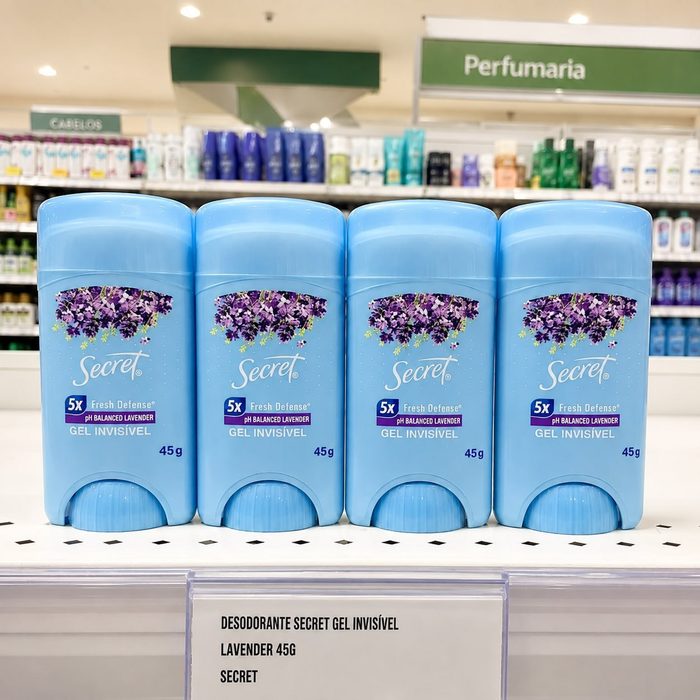 Secret Kit Desodorante em Gel Invisível Antitranspirante Lavanda com 4 Unidades 45g