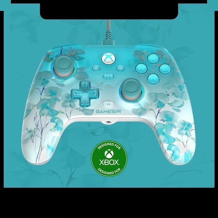 Controle GameSir T7 Pro Floral para Xbox com Joystick de Efeito Hall para Pc, Xbox Series X, Xbox Series S e Xbox One X | S - Com Fio