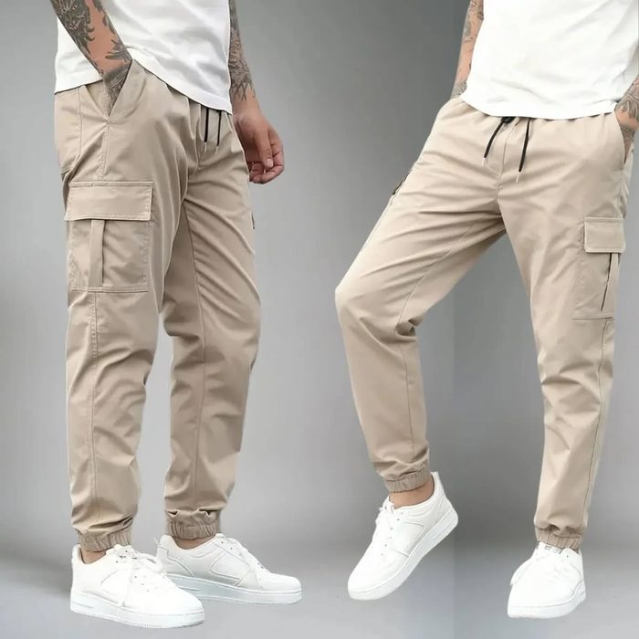 ✅ Calça Jogger Cargo Masculina Sarja Calca Streetwear Punho 3 cores