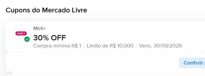 Cupom Mercado Livre - 30% OFF Meli+