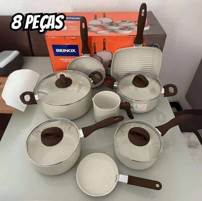 Conj de Panelas 8 Peças Ceramic Life Smart Plus Vanilla - Brinox