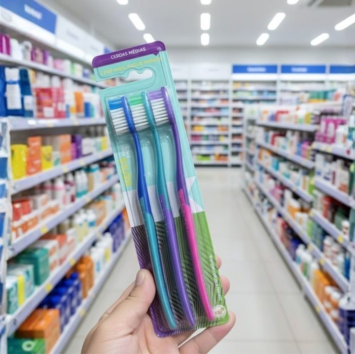 escova dental kess combo econômico 3 unidades multicor