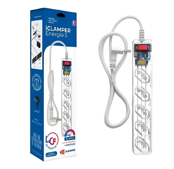 filtro de linha clamper dps 5 tomadas 1m transparente 021516