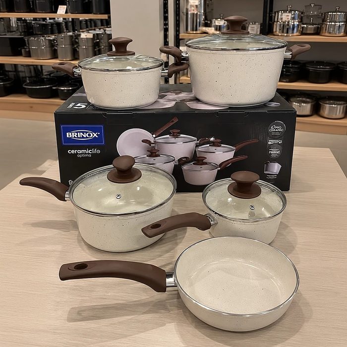 jogo de panelas brinox ceramic life vanilla 5 peças