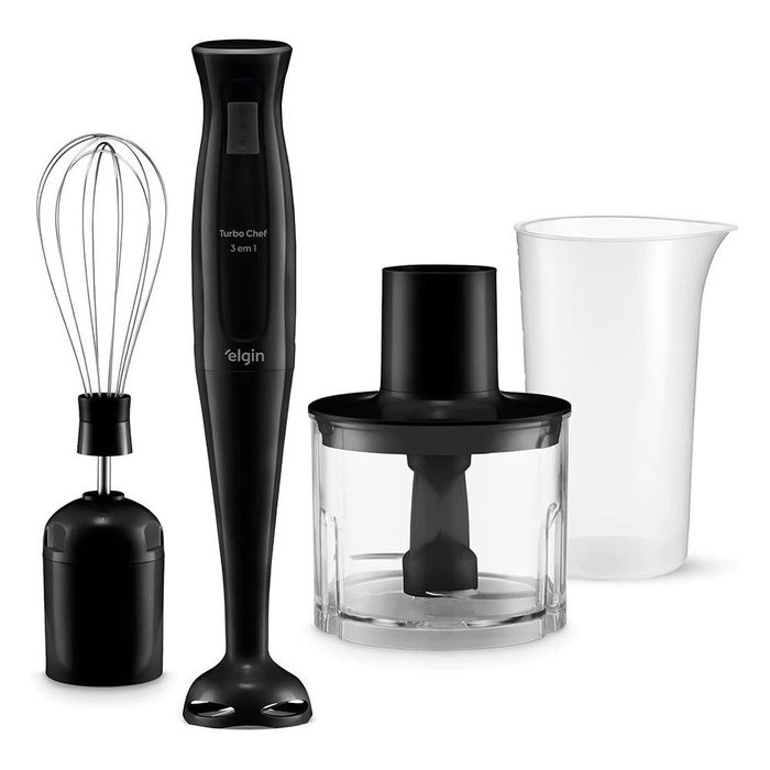 Mixer Elétrico Triturador Desmontável Liquidificador Chef Mix-20 3 em 1 200W Preto Elgin - 127V