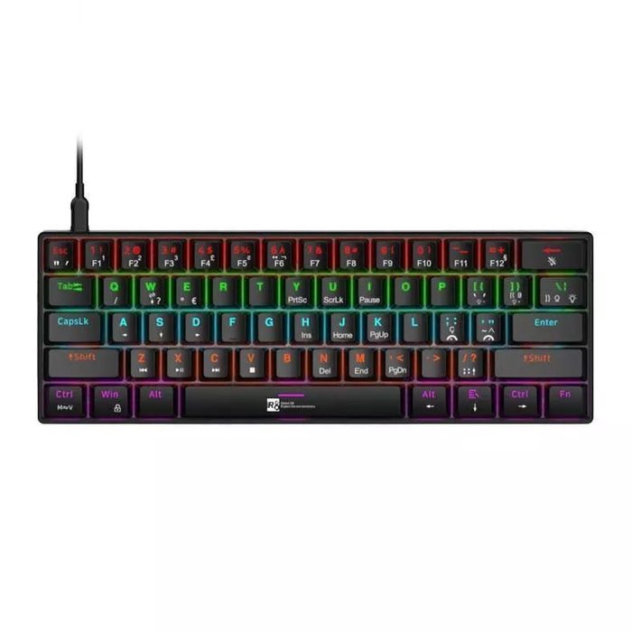Teclado Mecanico R8 1037, Rgb, Abnt2, Switch Azul, Preto, R8-1037-Rbw-Abnt2