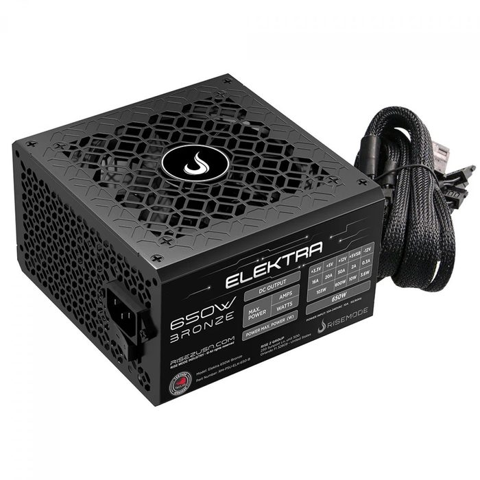 Fonte Rise Mode Elektra, 650W, 80 Plus Bronze, Pfc Ativo, Preto, Rm-Psu-Elk-650-B