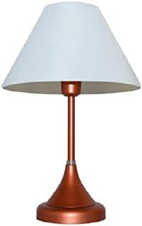 Abajur médio para Sala ou Quarto base em alumínio e cúpula de tecido Cobre - Branco