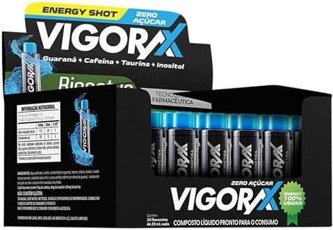 Bionatus, Vigorax, Energy Shot, Zero Açúcar, Guaraná + Cafeína + Taurina + Inositol, 24 Flaconetes • 20ml cada, Preto