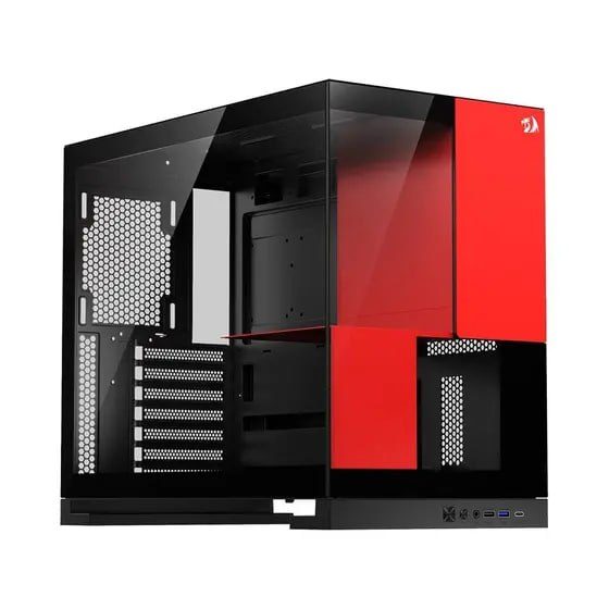 Gabinete Gamer Redragon Eternal P&ampV, Mid Tower, ARGB, ATX, Lateral em Vidro, Sem Fans, Preto e Vermelho - CA-612BR