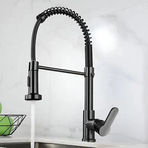 Torneira Cozinha Gourmet Bancada Flexível Monocomando Pia Preto B22-black