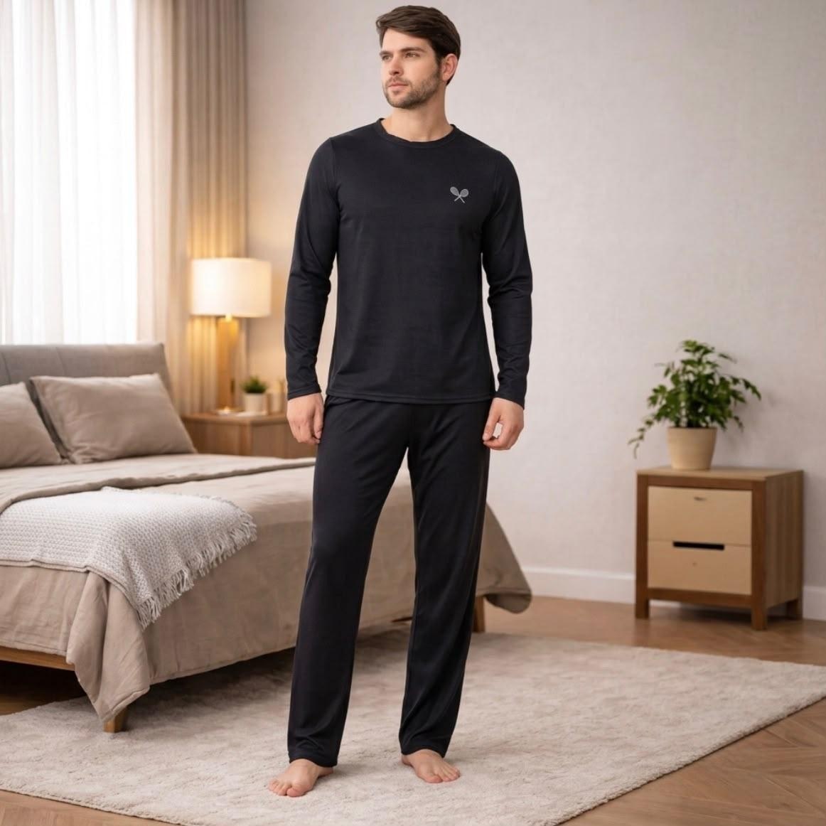 roupas modas betal pijamas de frio camisa e calça de malha masculino atacado