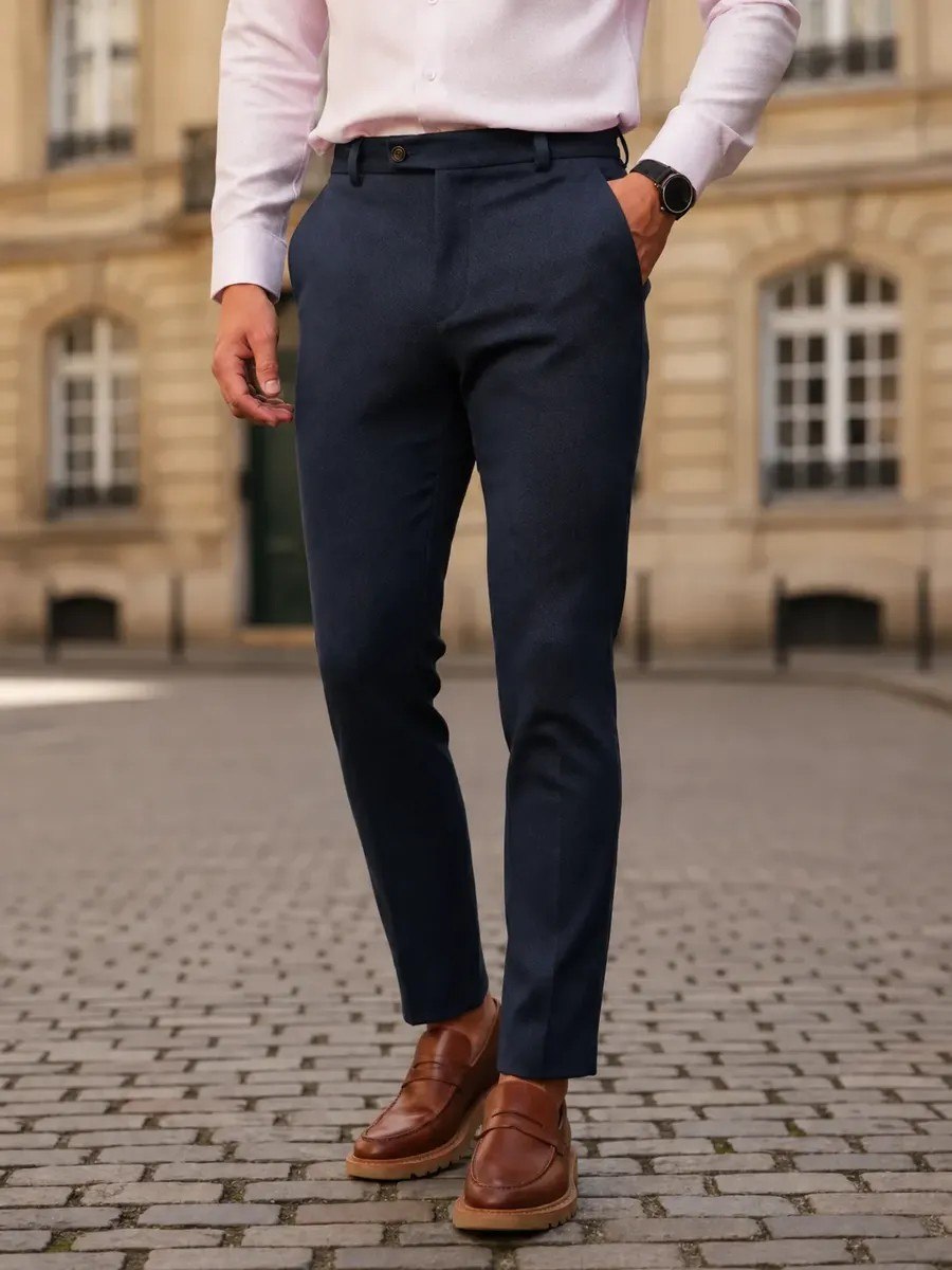 roupas calça social alfaiataria masculina malha elastano stretch
