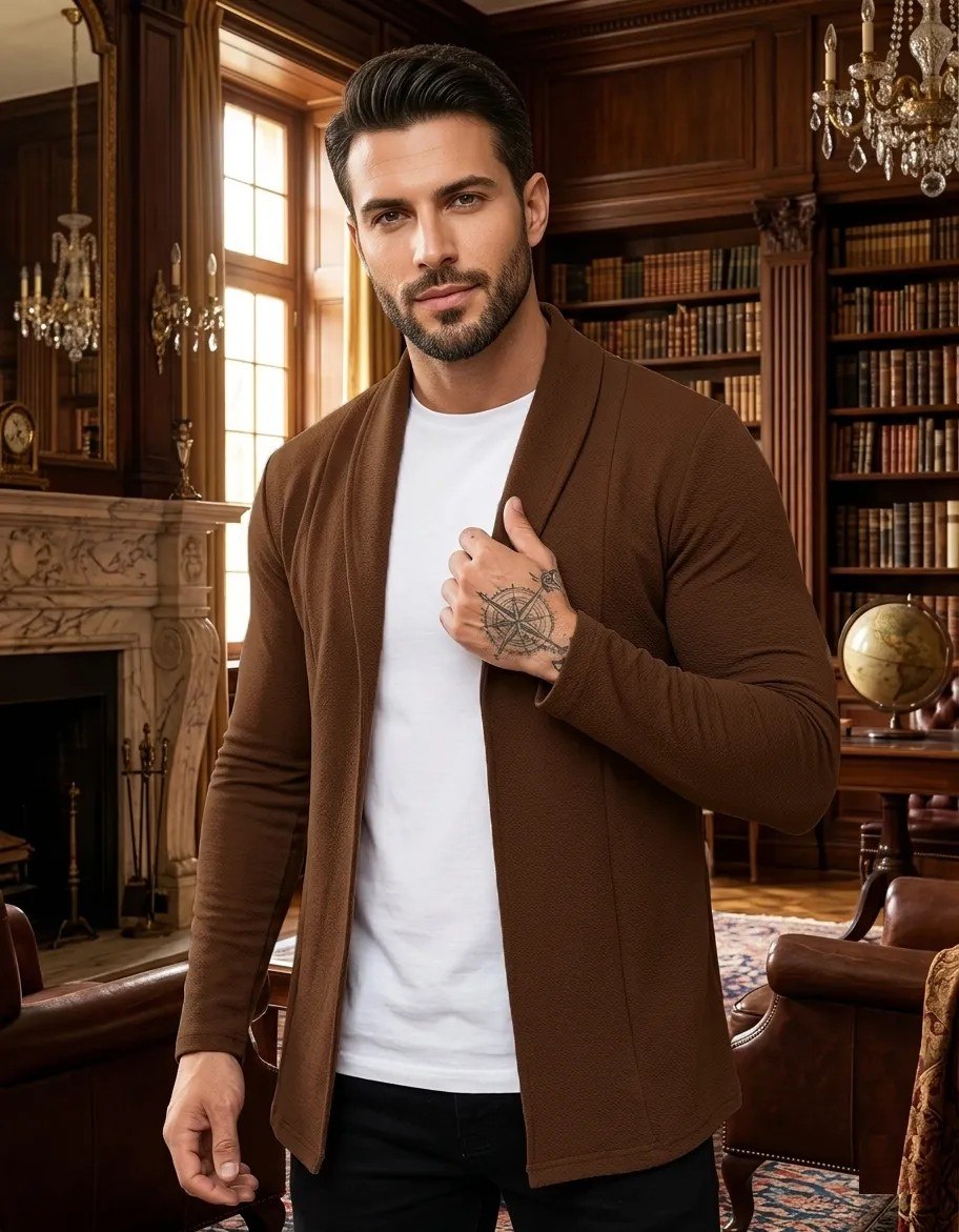 roupas cardigan masculino slim fit casual