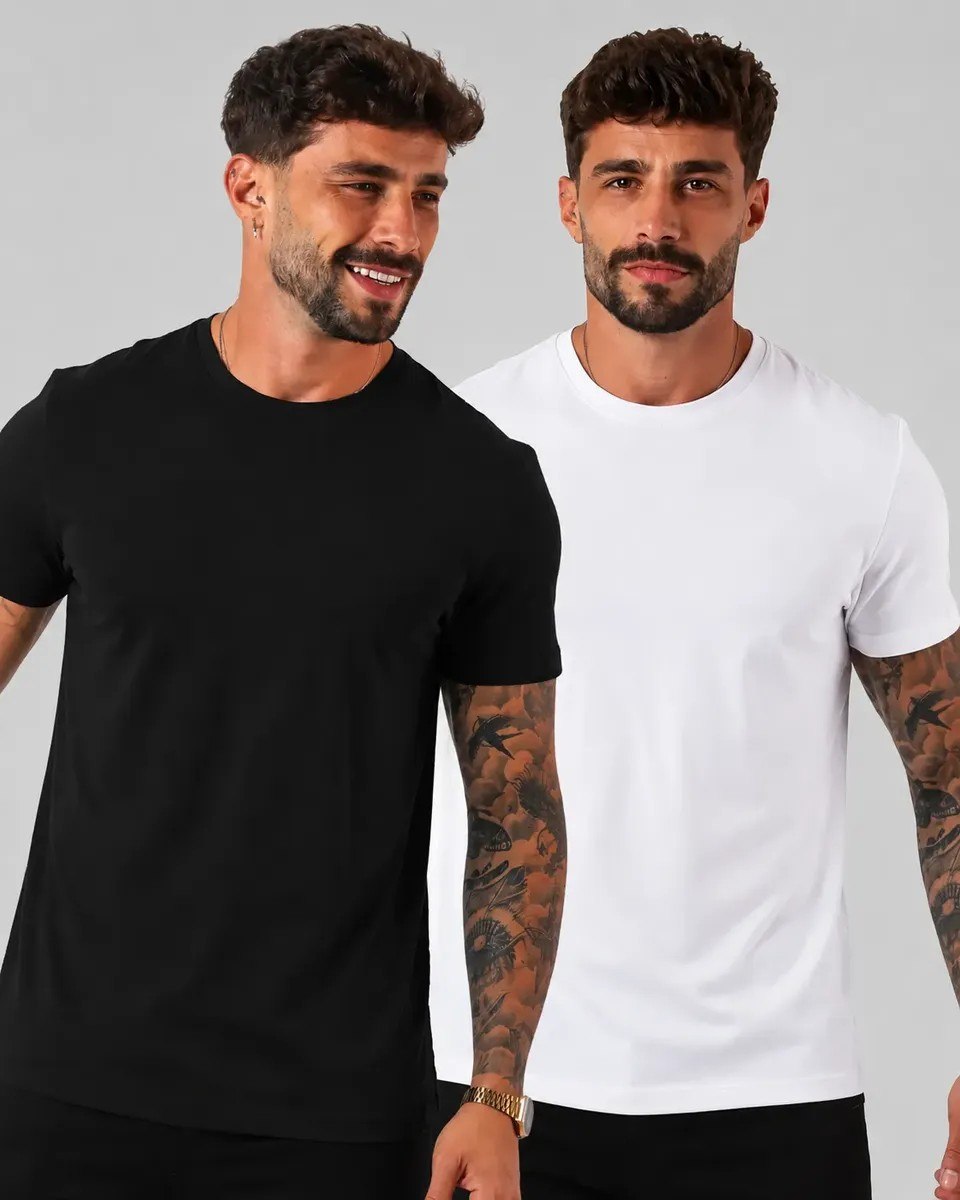 roupas kit 2 camiseta masculina malha peruana premium