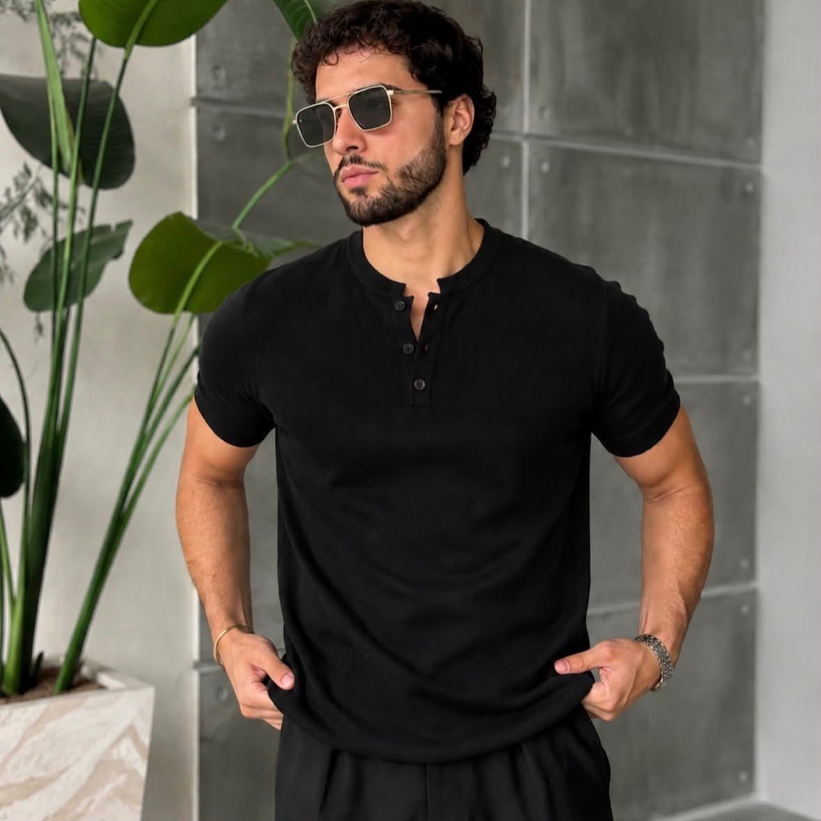 roupas anistia camiseta henley masculina algodão premium