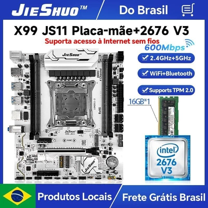 kit de hardware jieshuo js11 white argb xeon 2676 v3 1x16gb ddr3