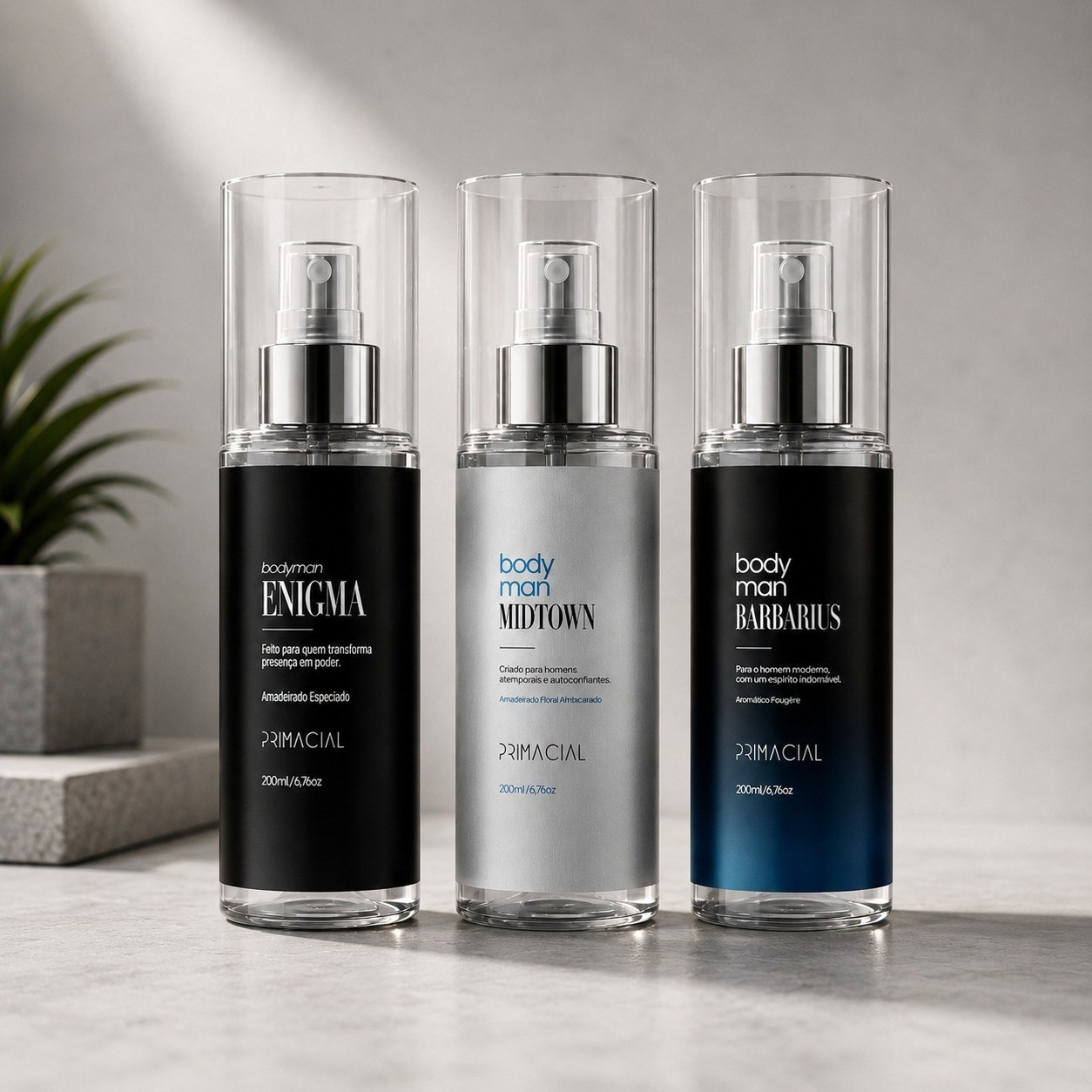 perfumes primacial kit body splash masculino barbarius enigma midtown 200ml
