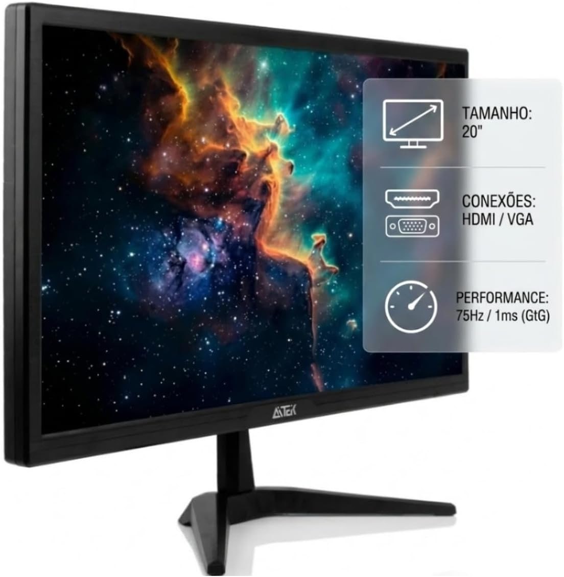 monitor aitek lite hd 20 1600x900p 60hz 5ms hdmi vga vesa