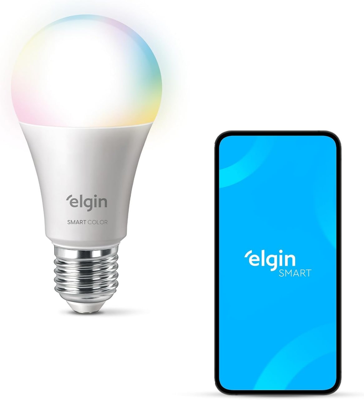 lâmpada inteligente elgin smart color 10w rgb wifi