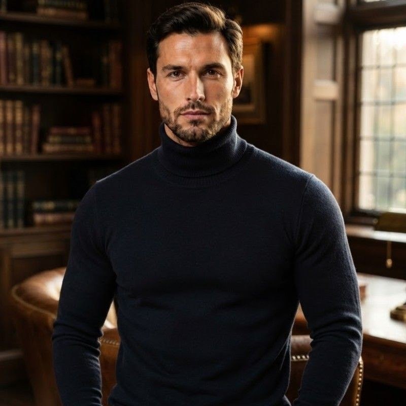 roupas cacharrel blusa tricot lã masculina gola alta mp765