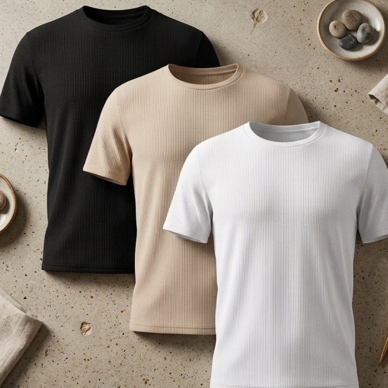 roupas kit 3 camisetas masculina canelada americana gola careca