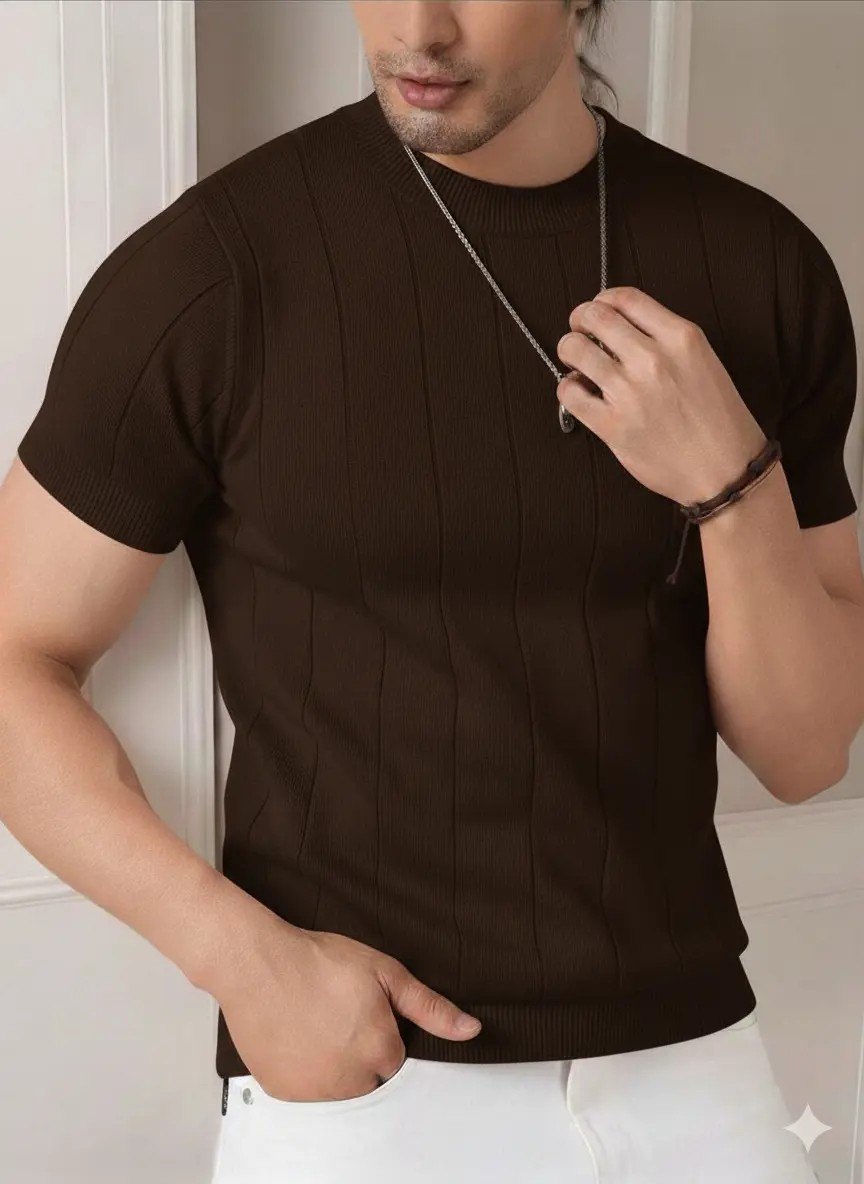 roupas blusa masculina básica manga curta canelada tricot modal