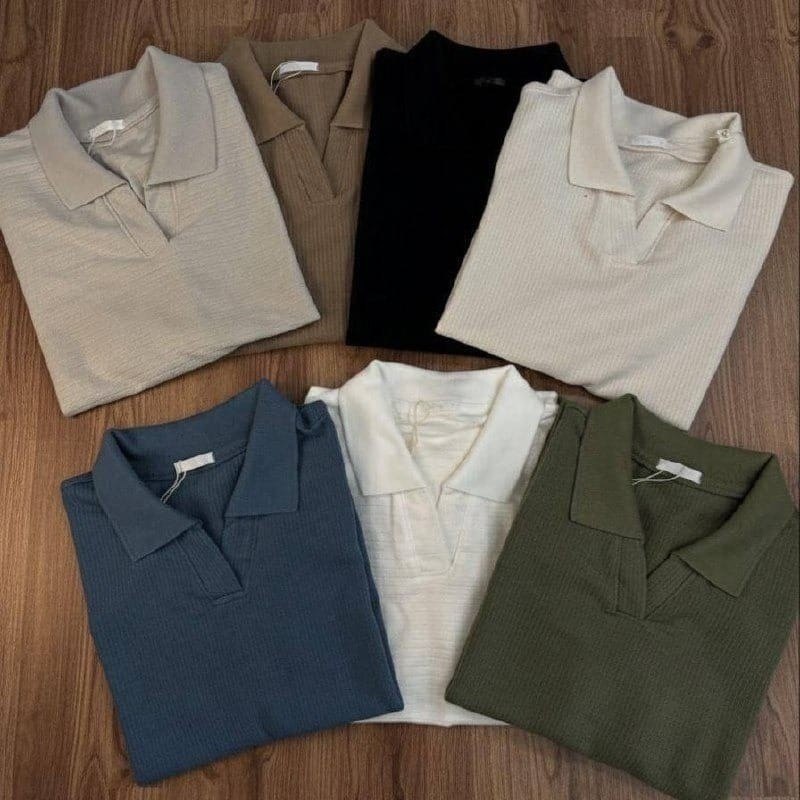roupas camisa polo masculina texturizada sem botão