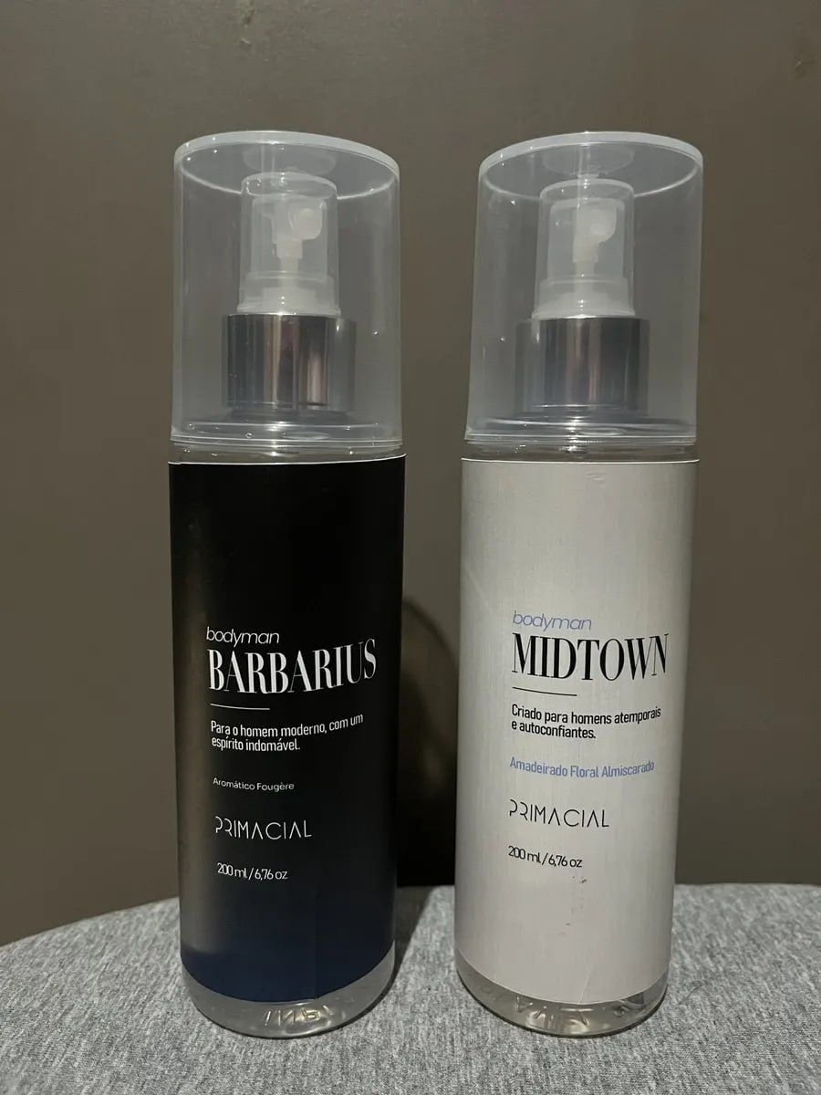 perfumes primacial kit body splash masculino barbarius e midtown 200ml